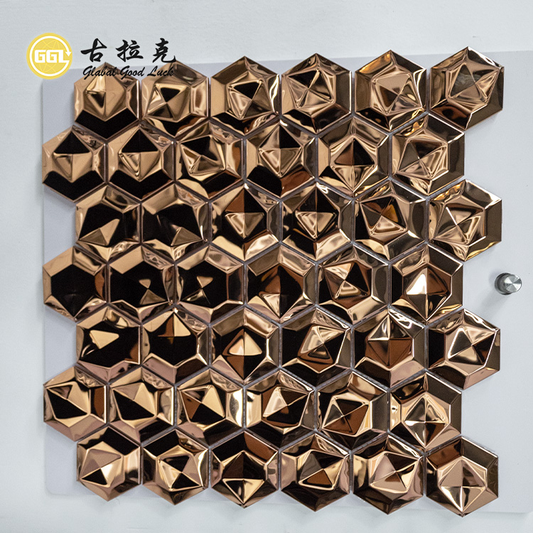 3D Sechseck Hintergrund Massivmetall Mosaikfliese
