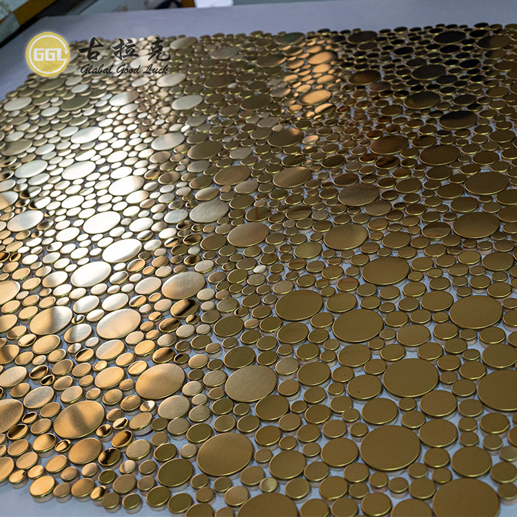 Metallmosaik Golden Aluminium Bubble Rundes Mosaik für Innenwand