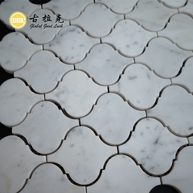 Carrelage Mosaïque en Marbre Blanc Carrara en Forme de Lanterne Adapté pour Décor de Villa