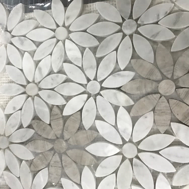 Marmor Blomst Form Mosaik Fliser Parket Vandstråle Marmor Mosaik