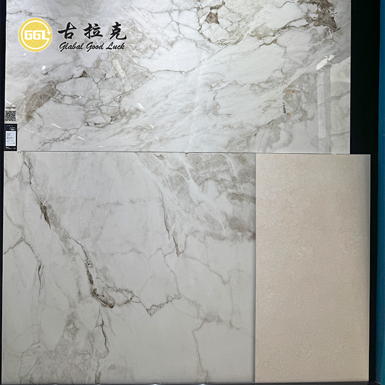 White Grey Marble Porcelain Slab 1200x1800mm Large Format Marble Look Tile for Wall Floor
