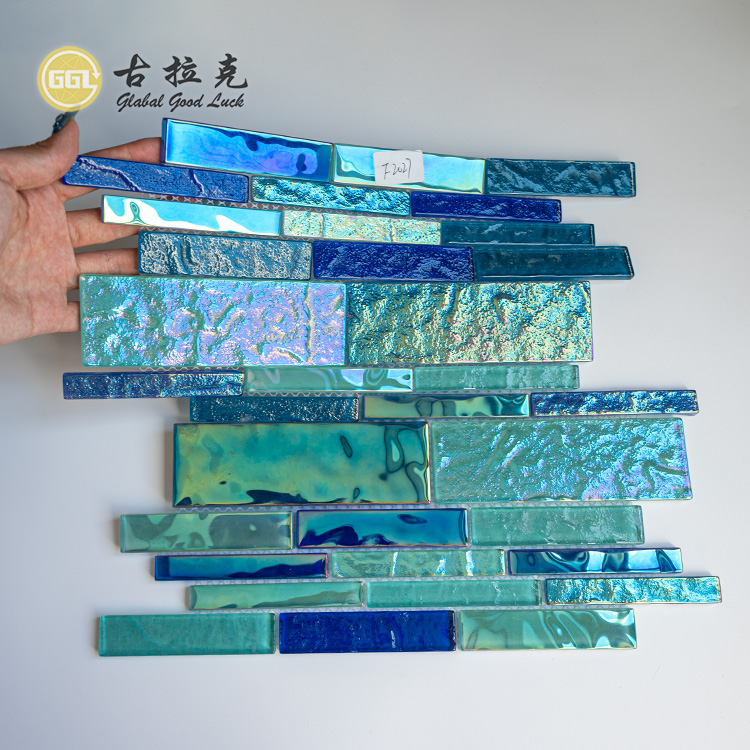 Rainbow Glass Strip Design Mozaic Piese de zid Piese de zid Decorul pereților din baie