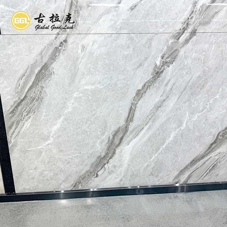 Silver Grey Marble Porcelain Slab 1200x1800mm Large Format Tile with Natural Stone Look