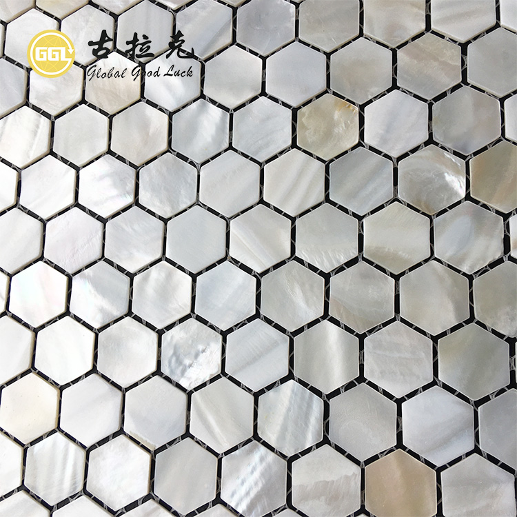 Kuchynské záložné škvrny Hexagon Form Shell Mosaiková dlaždica Dekorácia steny