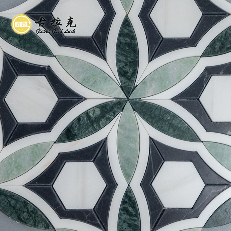 Nuovo Design Fiore Pattern Marmo Mosaico Piastrella Per Decorazione Parete Pavimento