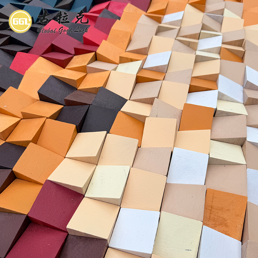 Custom 3D Color Gradient Wood Mosaic Wall Art