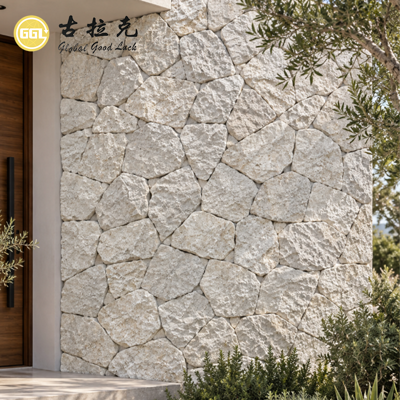 Natural White Stone Wall Cladding Rustic Stone Veneer for Interior & Exterior Decoration