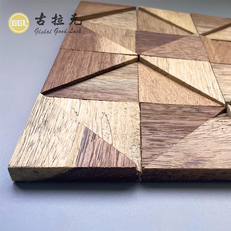 Jubin Mozaik Kayu Persegi Reka Bentuk Parquet Rustic Jubin Dinding Dalaman