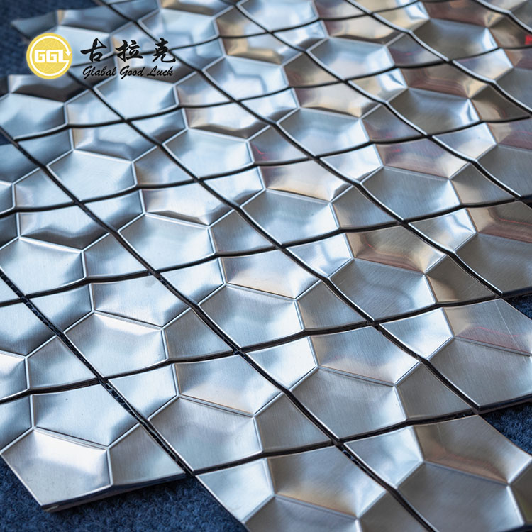 Sliver Metal Rhombus Splicing Mosaic Tile Kitchen Backsplash Decoration