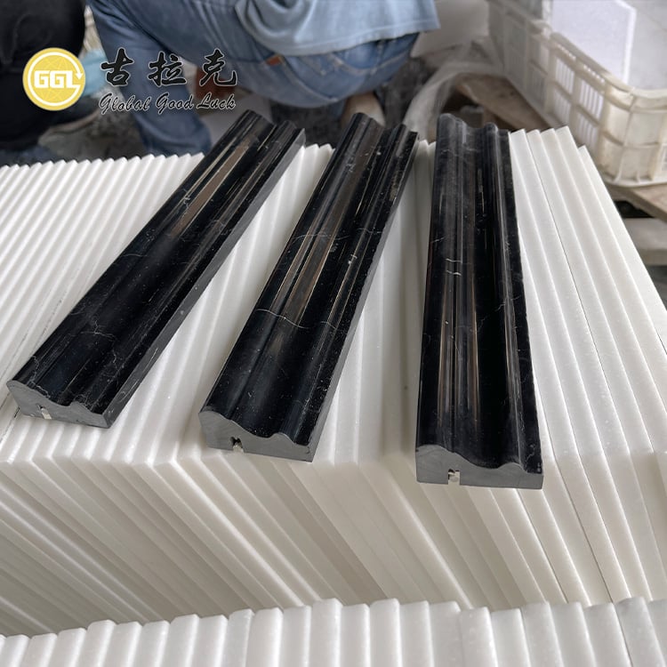Natural Nero Marquina Marble Trim – Black Stone Molding for Wall Decoration