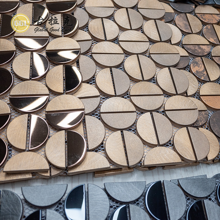 Metaal Halfsirkel Splicing Mosaïek Teël Kombuis Backsplash Metaal Teël