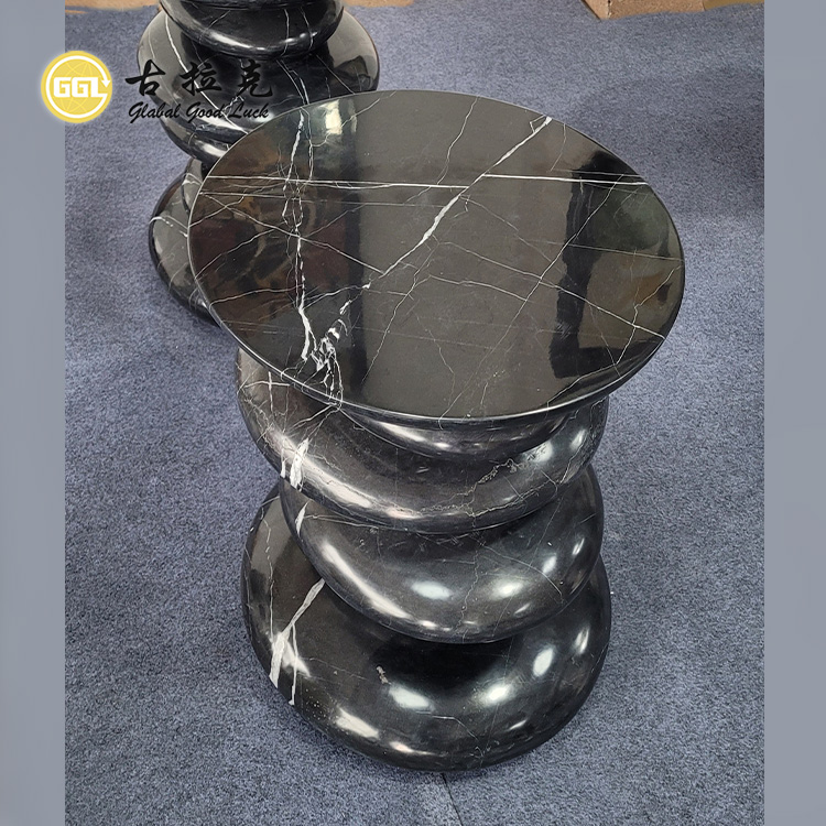 Taş Sandalye Benzersiz Tasarım Nero Marquina Mermer Siyah Doğal Taş