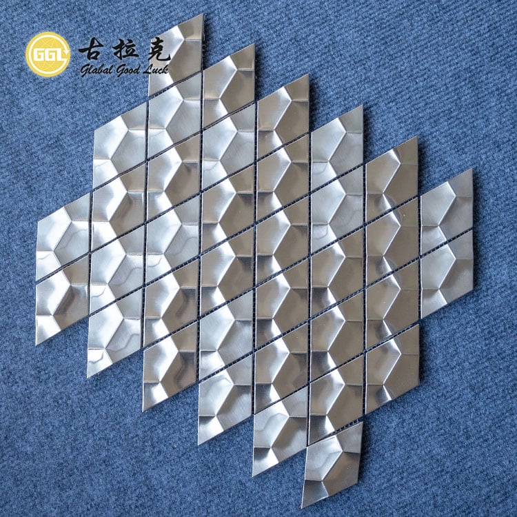 Sliver Metal Rhombus Splicing Mosaic Tile Kitchen Backsplash Decoration
