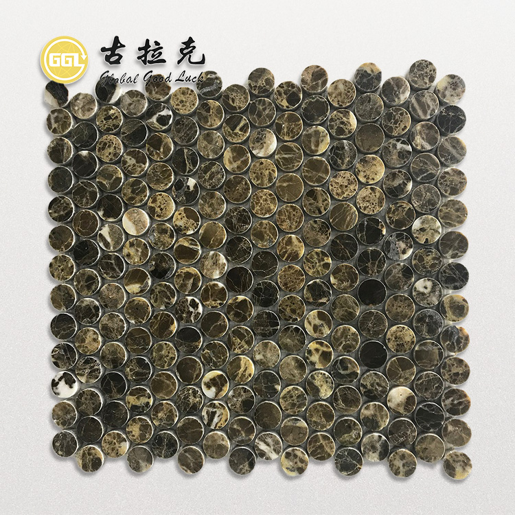 Emperador Dark Brown Marble Penny Round Mosaic Tile Bathroom Kitchen Tiles