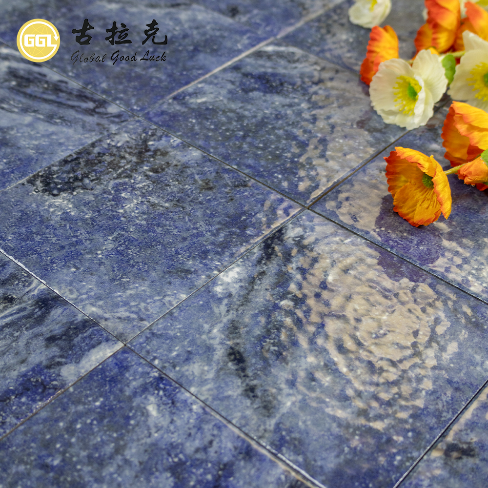 Wholesale Blue Marble Look Ceramic Pool Tiles for Swimming Pools Interior Walls & Floors