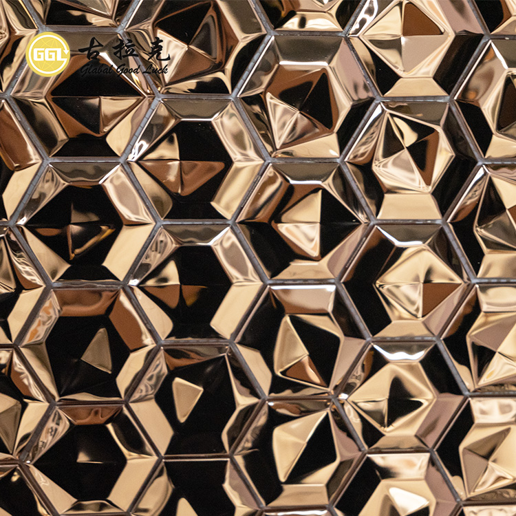 Sechseck Metallmosaik 3D Mosaik Wandfliesen Edelstahl Wanddekor