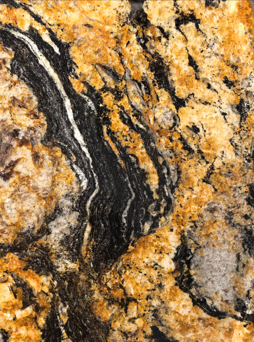 Close up texture of Brazilian Gold Silk Granite
