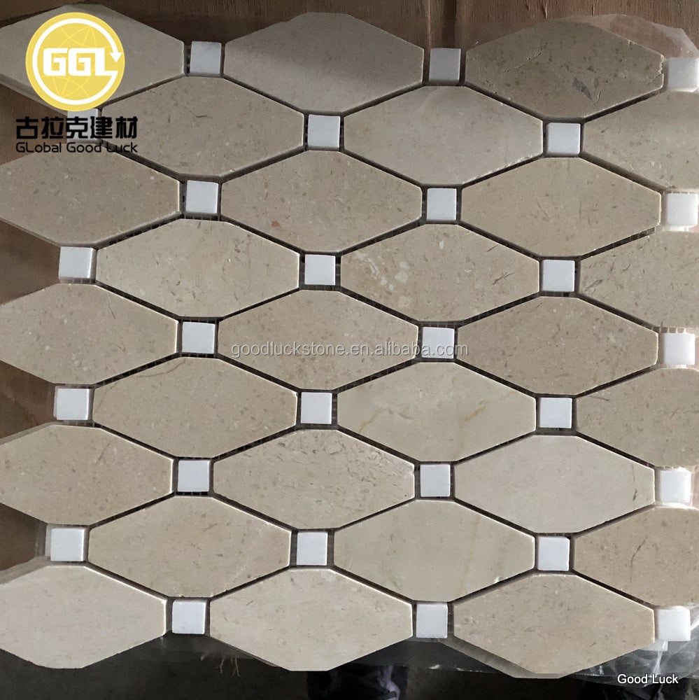 Beigefarbene hexagonale Marmor-Mosaikfliesen für Boden- oder Wanddekoration