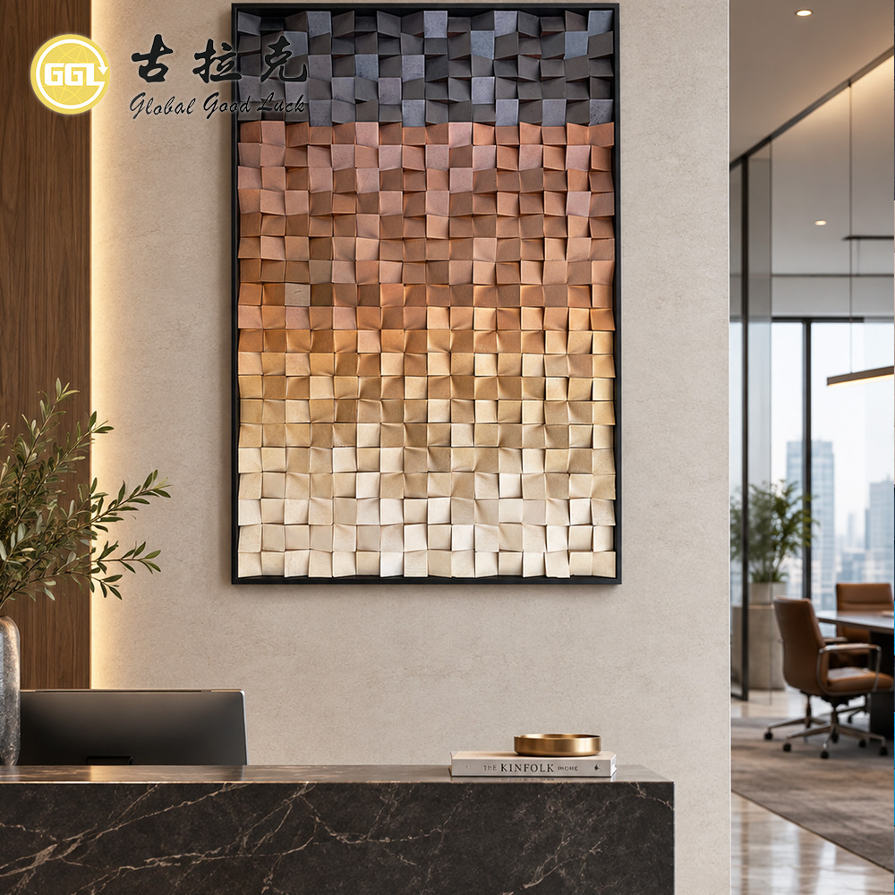 Custom Wood Mosaic Art Mural Handmade Wooden Wall Panel for Luxury Interior Decoration