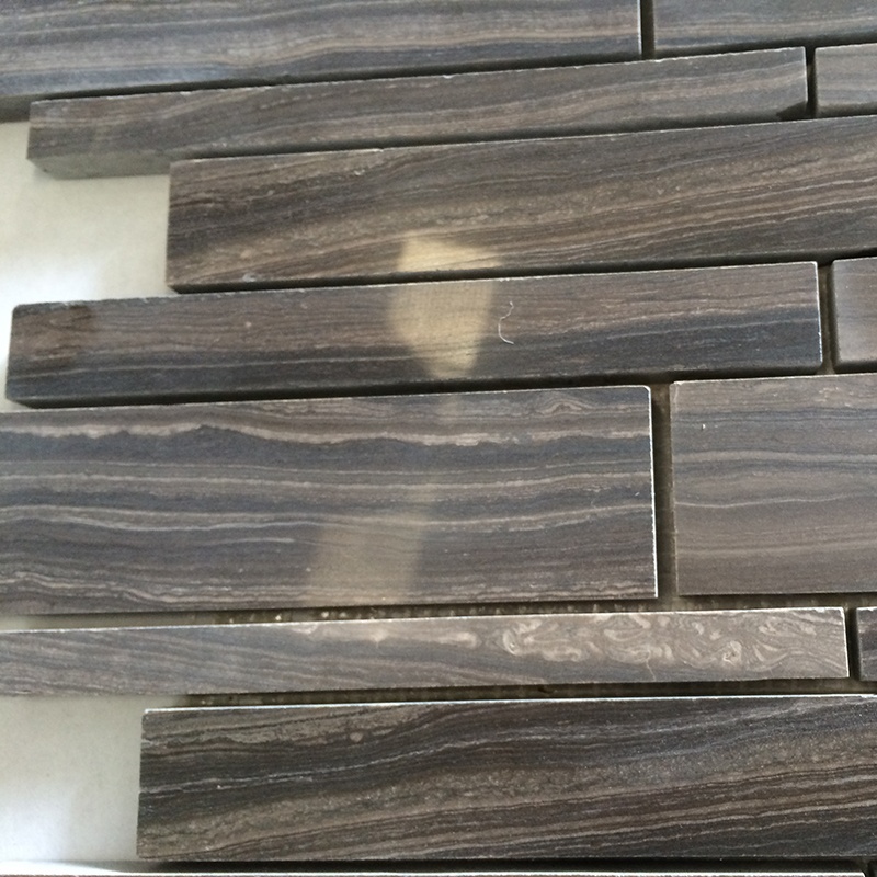 Tíleanna Mosaicí Marble Black Random Strip Do Chomharthaíocht Baile nó Oifige a Chur Chun Cinn Tíleanna Balla agus Urláir an Seomra Folctha