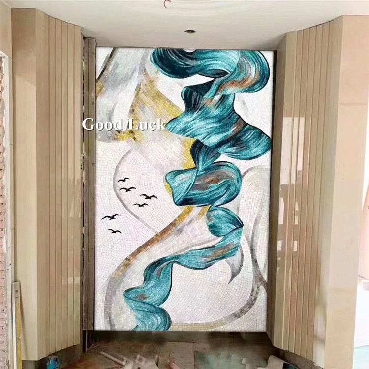 Duvar Dekorasyonu için El ile Kesilmiş Özelleştirilebilir Mural Cam Mozaik