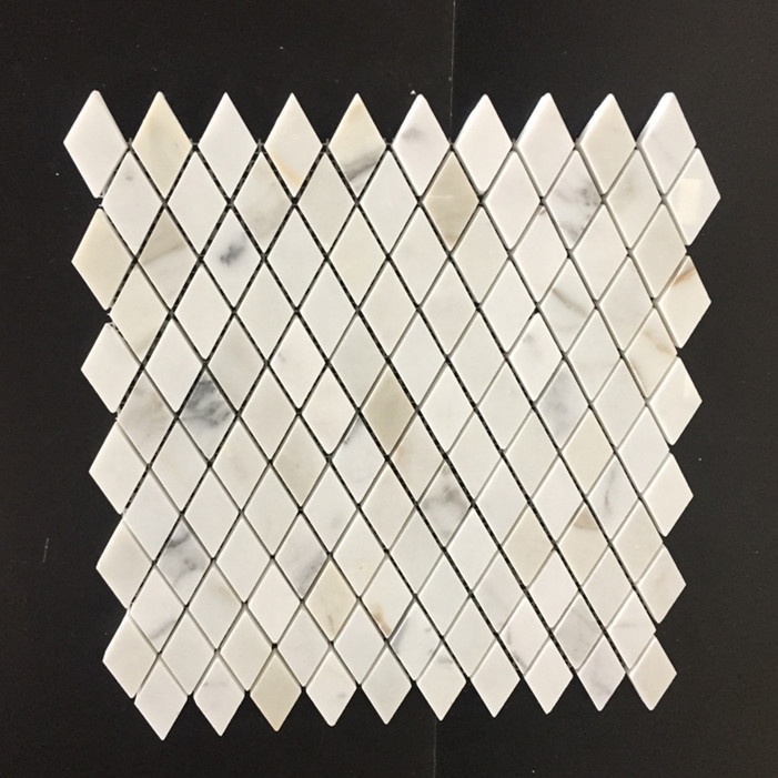 Carrelage en forme de losange en mosaïque de marbre blanc oriental pour salle de bain/cuisine/décoration murale/sol