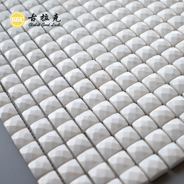 3D-designad glansande Ariston vit marmor-mosaikplatta