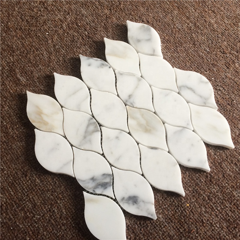 Calacatta Gold-parquet-mosaiktakel i marmor med lanternform