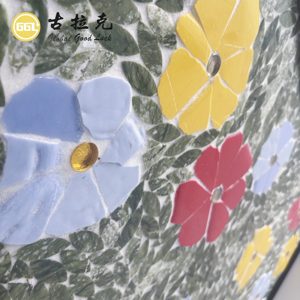 Custom Flower Mosaic Mural – Handmade Floral Mosaic Wall Art for Luxury Interior Decoration