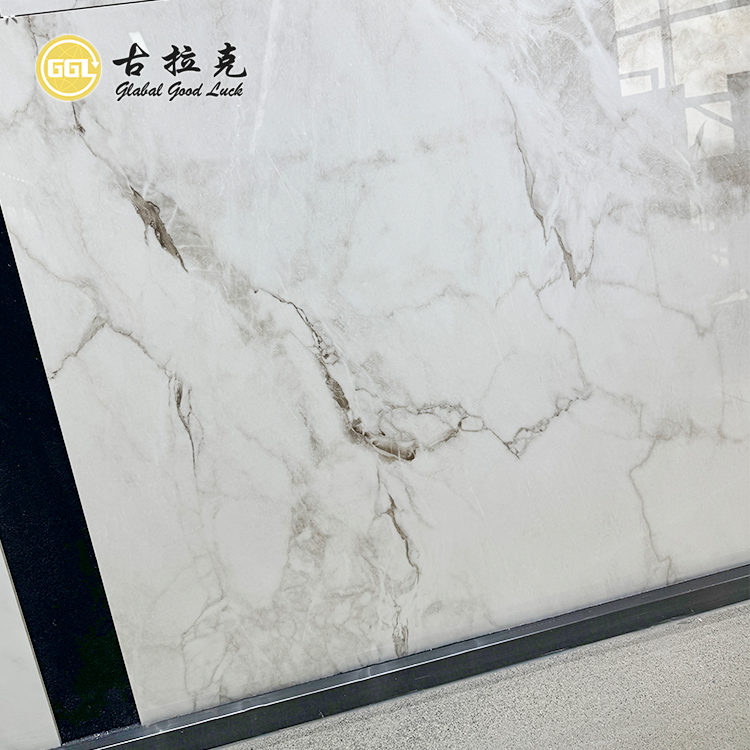 White Grey Marble Porcelain Slab 1200x1800mm Large Format Marble Look Tile for Wall Floor