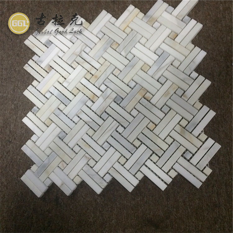 Calacatta Gold Marmor Korbgeflecht Marmor Mosaikfliese