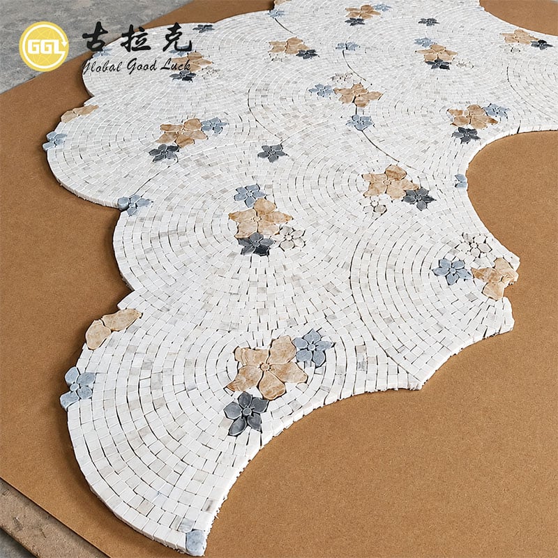 Waterjet Marble Mosaic – Custom Floral Natural Stone Mosaic