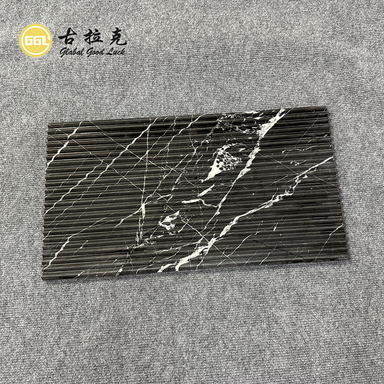 Nero Marquina Rivi Marmorimosaiikkipaneeli 3D Marmorilaatat