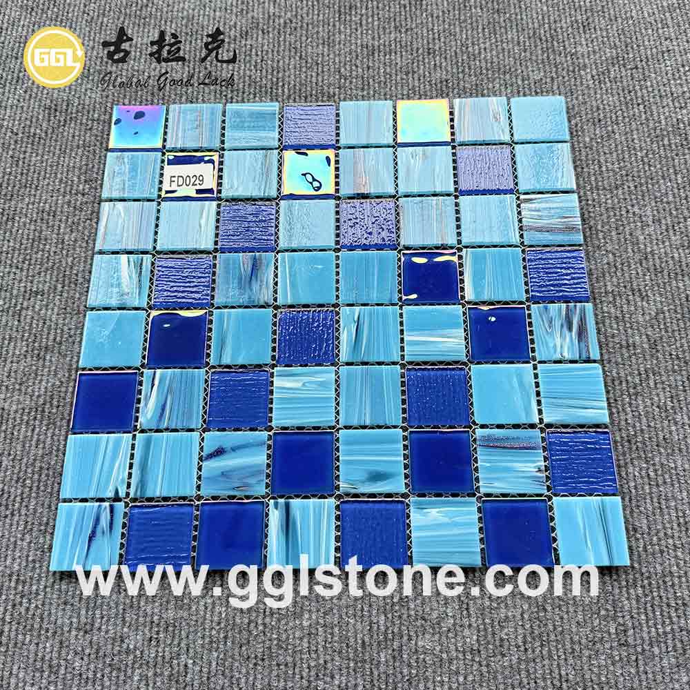 Cobalt Blue Iridescent Glass Mosaic Pool Tile | GGL