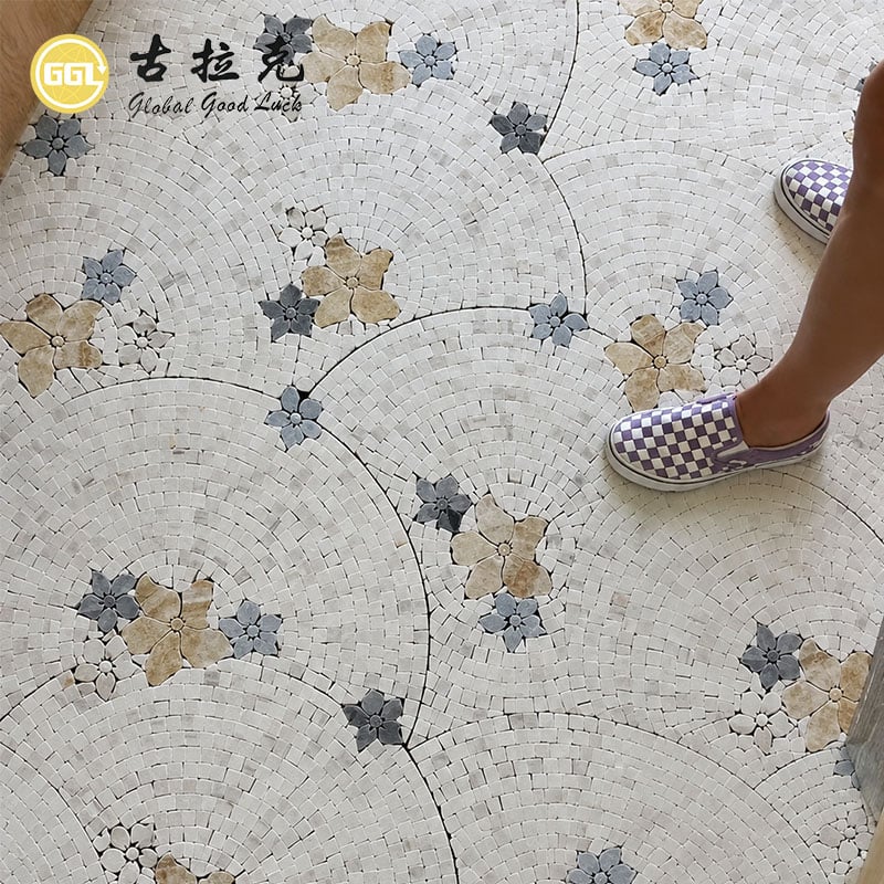 Waterjet Marble Mosaic – Custom Floral Natural Stone Mosaic