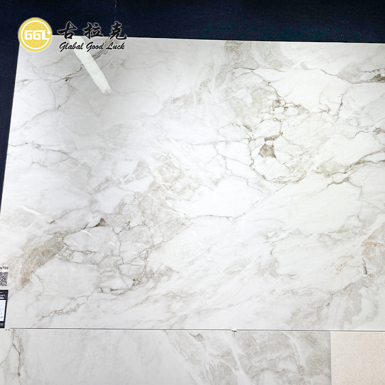 White Grey Marble Porcelain Slab 1200x1800mm Large Format Marble Look Tile for Wall Floor