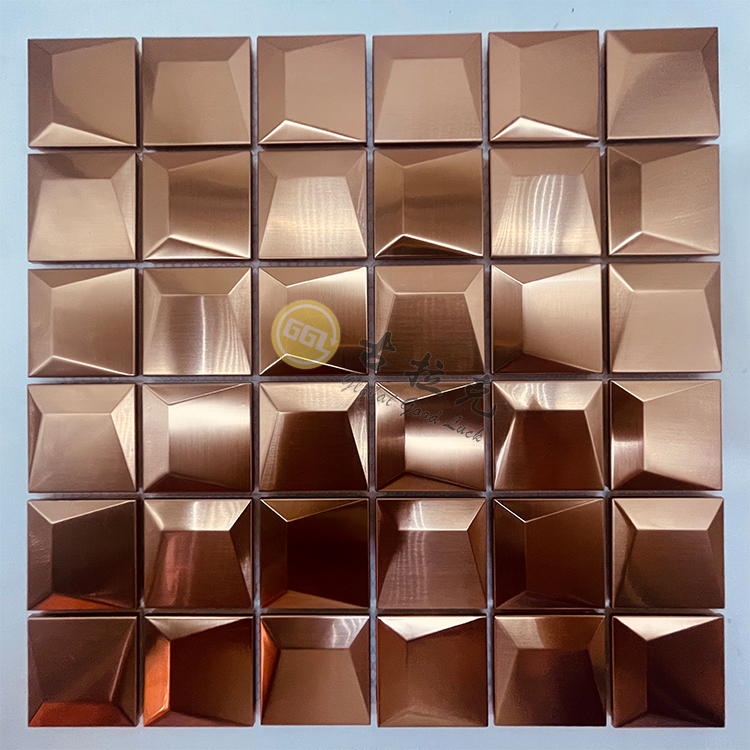 Quadratisches Metallmosaik konkav-konvexer 3D-Effekt Edelstahlmosaik