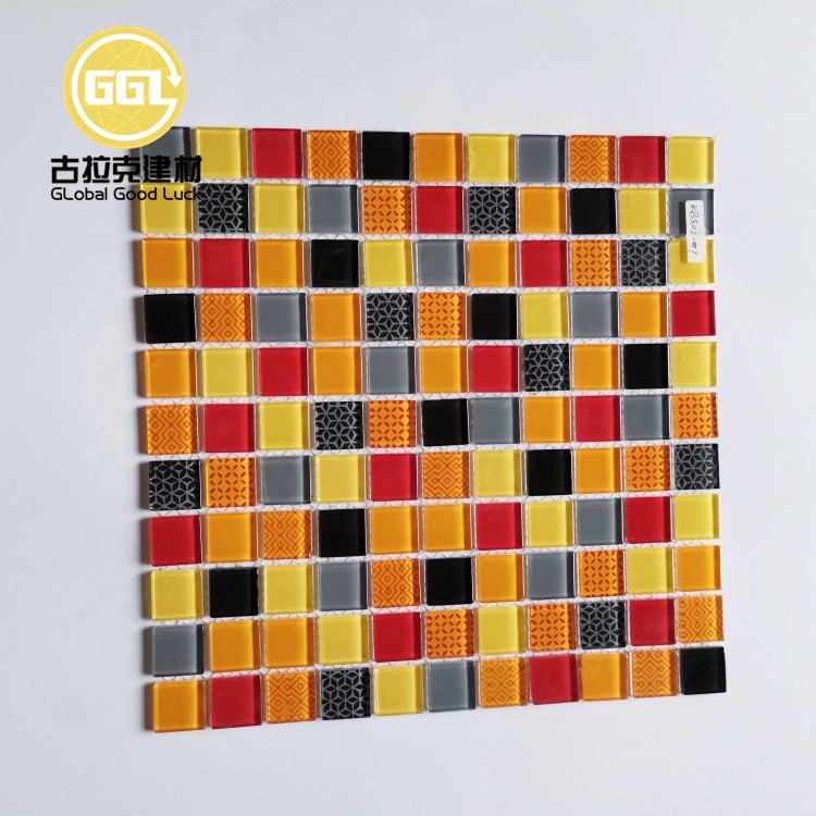 Mosaïque de verre aux couleurs arc-en-ciel avec conception personnalisée pour carrelage de salle de bain, de cuisine et de piscine