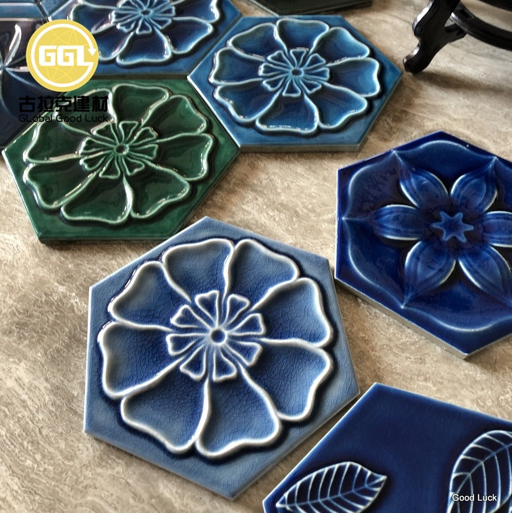 Mosaico Hexagonal de Cerâmica para Casa e Villa Arte de Mosaico de Flores