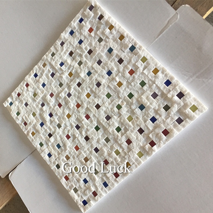Natürlicher Marmor, weiß mit bunten Punkten, Korbflecht-Marmor-Mosaikfliesen