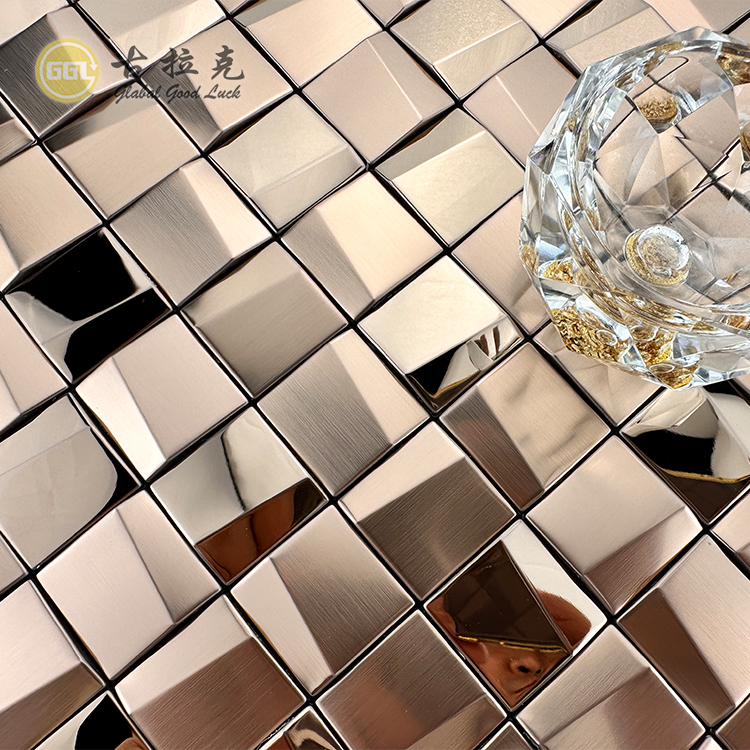 Square Metal mosaic 3D Design Stainless Steel Mosaic Tile For Wall Decor