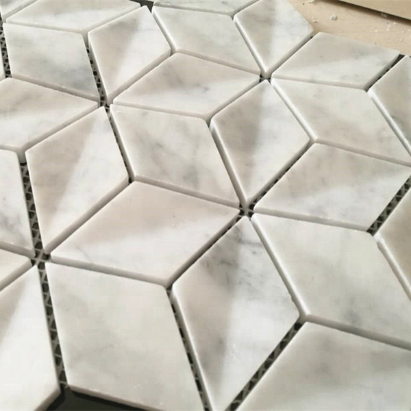 Carrara White Marble Hexagon Mramorový Mozaikový Dlaždicový Panel pro Koupelnovou Zeď