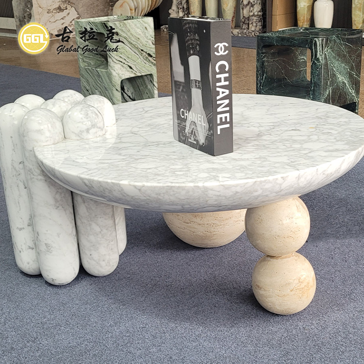 Natuurlike Carrara-marmelade tafel luksusontwerp rond konsoletafel