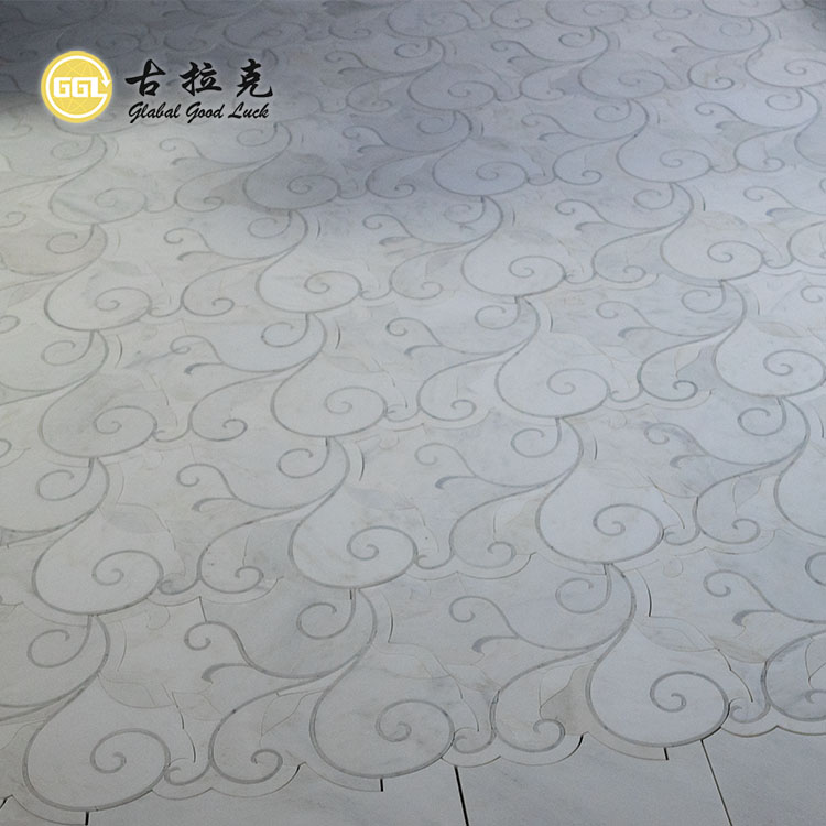 โมเสคหินอ่อนสีขาวธรรมชาติรูปดอกไม้สำหรับการออกแบบกระเบื้องพื้นและผนัง