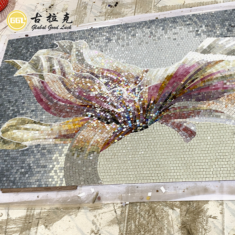 Painéis de Arte em Mosaico de Vidro Sob Encomenda, Feitos à Mão, para Decoração de Paredes em Casa/Hotéis