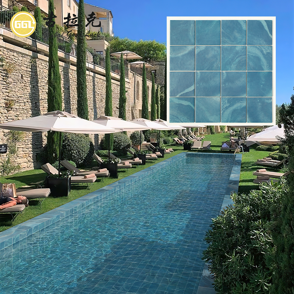 Lagoon Blue Ceramic Pool Tiles – Peacock Blue Marble Look Wall & Floor Tiles