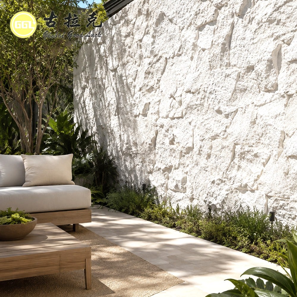 Natural White Stone Wall Cladding Rustic Stone Veneer for Interior & Exterior Decoration