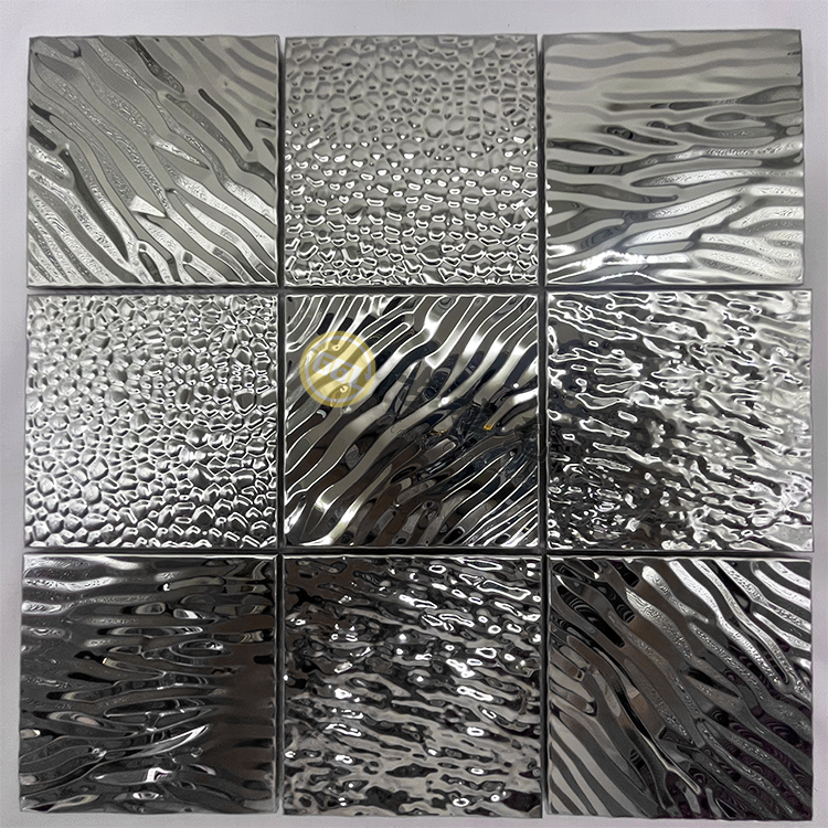 Quadratisches Metallmosaik konkav-konvexer 3D-Effekt Edelstahlmosaik