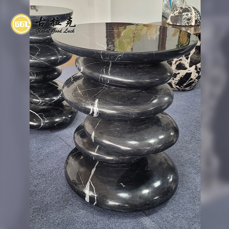 Taş Sandalye Benzersiz Tasarım Nero Marquina Mermer Siyah Doğal Taş