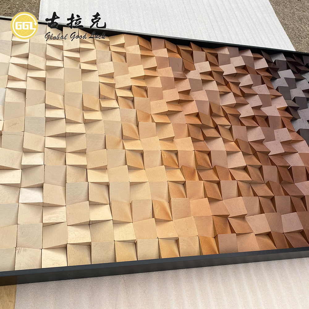 Custom Wood Mosaic Art Mural Handmade Wooden Wall Panel for Luxury Interior Decoration
